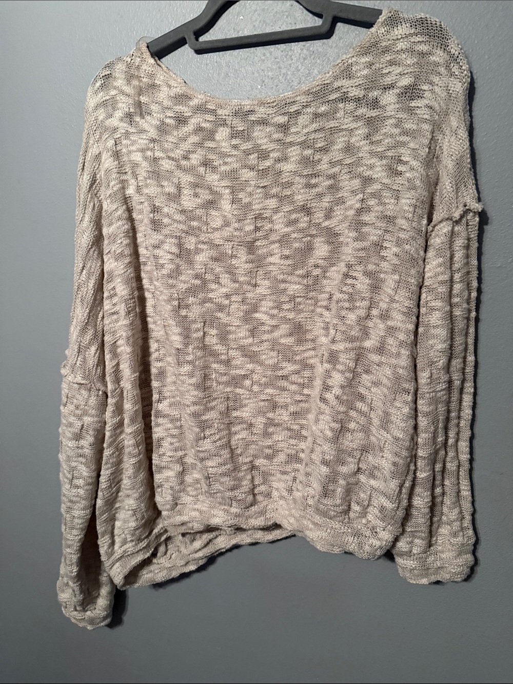 easel Neutral Beige Open-Knit Sweater